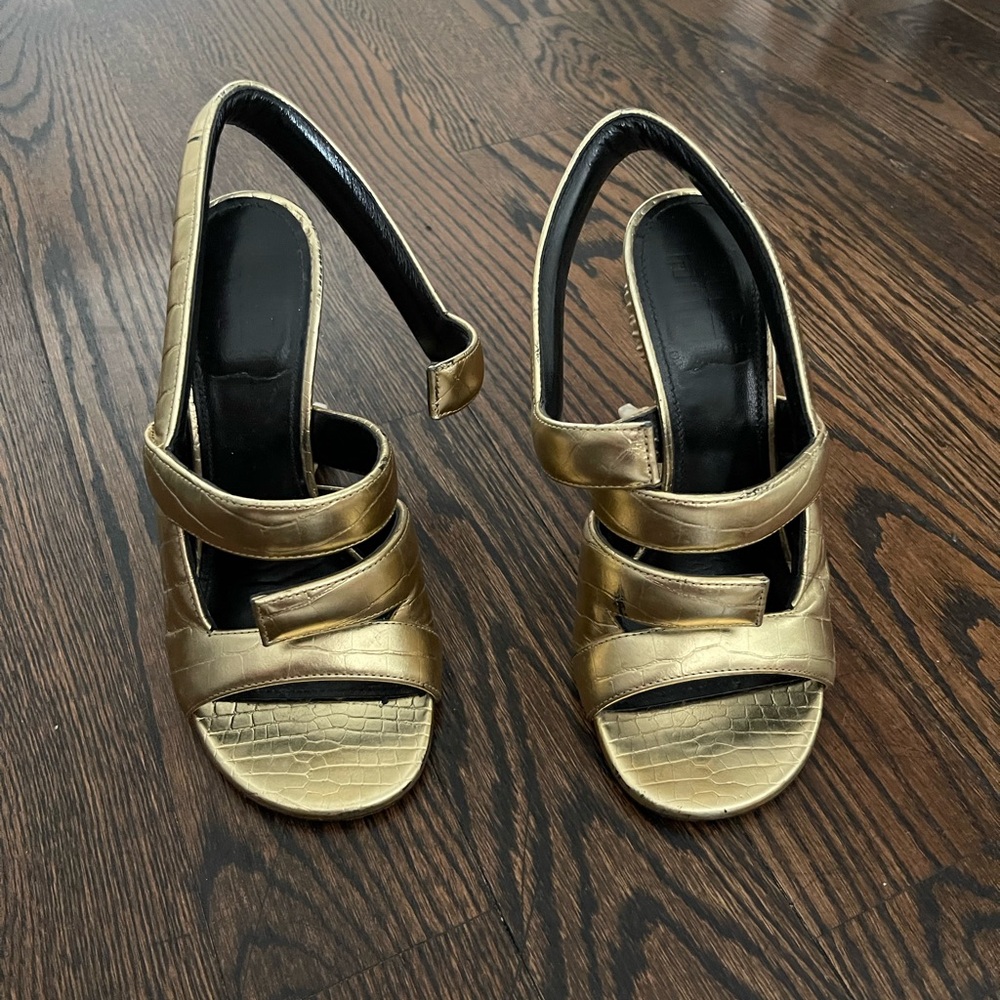 Givenchy Gold Croc-Embossed Heels - Picture 2 of 11
